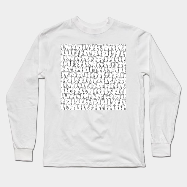 Cats pattern - white and black Long Sleeve T-Shirt by Smoky Lemon